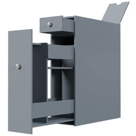 Narrow Bathroom Floor Cabinet Space Saver Organizer with Drawers Toilet Paper Holder,Gray