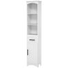 Farmhouse Skinny Tall Cabinet with Recessed Drawer, Narrow Cabinet with Door, White, 13.4" L x 9.4" W x 66.9" H