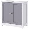 Bathroom Vanity Cabinet, Sink Cabinet with U-Shape Cut-Out, Adjustable Shelf, White and Gray