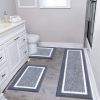 Three-piece bathroom rug set, ultra-fine microfiber long-pile bathroom set, non-slip and super soft mat, highly absorbent, suitable for bathrooms