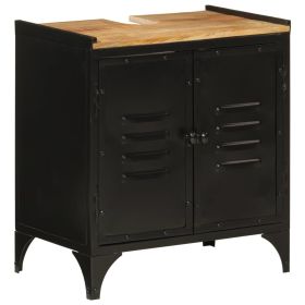 Bathroom Sink Cabinet Black and Natural Mango Wood