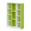 11-Cube Reversible Open Shelf Bookcase, White/Green 11107WH/GR