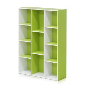11-Cube Reversible Open Shelf Bookcase, White/Green 11107WH/GR
