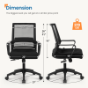 MB-7 Ergonomic Mid Back, Height Adjustable, Swivel, Lumbar Support, Deep and Wide Mesh Home Office Computer Desk Chair with Armrests, Black