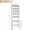 Metal Bookcase, 71 Inch Tall 5-Tier Bookshelf with Door, Industrial White Bookshelf with Adjustable Shelves, 9.2" Deep Storage Shelf for Living Room