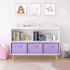 Kids bookcase with Collapsible Fabric Drawers, Children's Book Display, Toy Storage Cabinet Organizer, White/Purple