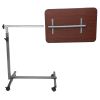 Multifunctional Adjustable Bedside Table MDF/Iron/4 Wheels With Brake, Dark Wood Grain Color