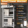 SIOYIE Heated Towel Rack with Shelf and Wi-Fi App Control, 8 Bars Electric Wall Mounted Towel Warmer with Timer & Adjustable Temperature