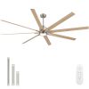 84 in. Integrated LED Farmhouse Indoor/Outdoor Nickel Smart Ceiling Fan with Remote Control