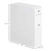 Small Bathroom Storage Cabinet Slim Wooden Toilet Floor Organizer with Drawers White