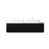 DINA 60" Bathroom Vanity with Sinks, Wall-Mounted Floating Curved Edges Striped Bathroom Storage Cabinet with 2 Drawers