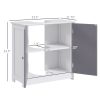 Bathroom Vanity Cabinet, Sink Cabinet with U-Shape Cut-Out, Adjustable Shelf, White and Gray