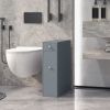 Narrow Bathroom Floor Cabinet Space Saver Organizer with Drawers Toilet Paper Holder,Gray