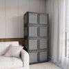 506QT 4-Pack Transparent Stackable Storage Bins with 5 Doors to Open with Wheels