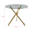 1+4,5pieces dining set, Table metal leg Mid-century Dining Table for 4-6 people With Glass Table Top, Pedestal Dining Table