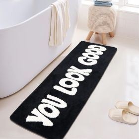 You Look Good Runner Rug Black Bathroom Rug Long Bath Mat Funny Bathroom Decor for Bathtub,Bedroom and Shower,20"x60" (Color: black)